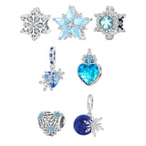 925 Sterling Silver Winter Snowflake Diy Bracelet Bead - Side View