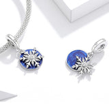 925 Sterling Silver Winter Snowflake Diy Bracelet Bead - Top-Down View