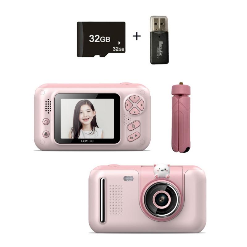 32gb Memory Card & Card Reader Included with 2.4 Hd Reversible Kids Camera - Pink