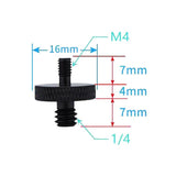4-Piece M4 To 1 / 4 Screw Adapter Set - Side View