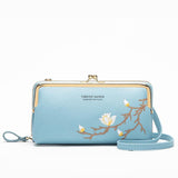 Black Embroidered Crossbody Wallet With Large Capacity - Black - Extra Image