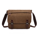 Multi Purpose Coffee Canvas Messenger Bag For Business And Tech