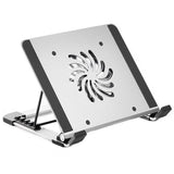 Portable Foldable Laptop Stand with Adjustable Fan - Aluminum - Front View