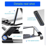 Portable Foldable Laptop Stand with Adjustable Fan - Aluminum - Rear View