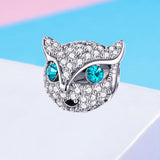 925 Sterling Silver Cat Beaded Bracelet With Diamond Star Beads - Top-Down View