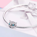 925 Sterling Silver Cat Beaded Bracelet With Diamond Star Beads - Rear View