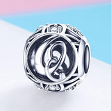925 Sterling Silver 26 English Letter Beads For Diy Bracelets & Necklaces Style - Q - Side View