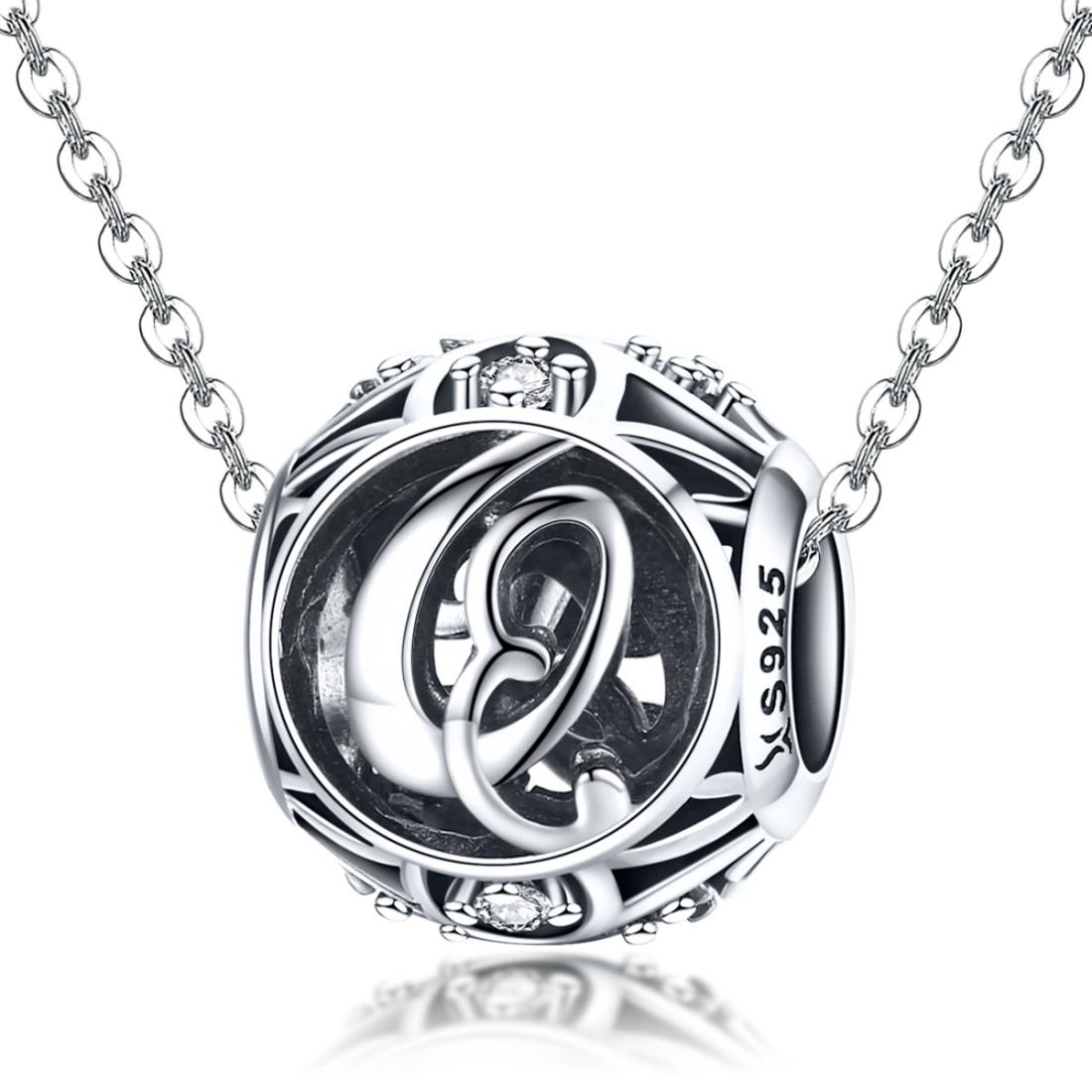 925 Sterling Silver 26 English Letter Beads For Diy Bracelets & Necklaces Style - Q