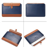 13-14 Inch Horizontal Microfiber Notebook Liner & Power Bag - Blue & Brown - Side View