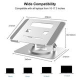 Adjustable Laptop Stand - Portable Aluminum 360 Degree Rotation - 45-Degree Angle