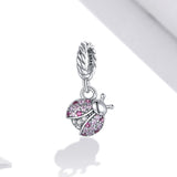 925 Sterling Silver Ladybug Pendant For Bracelets & Necklaces - Side View