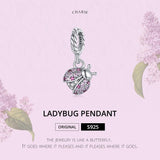 925 Sterling Silver Ladybug Pendant For Bracelets & Necklaces - Top-Down View