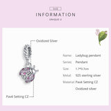 925 Sterling Silver Ladybug Pendant For Bracelets & Necklaces - 45-Degree Angle