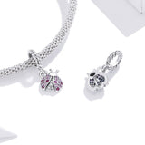 925 Sterling Silver Ladybug Pendant For Bracelets & Necklaces - Close-Up Angle
