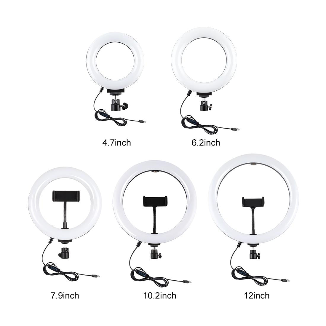 Live Broadcast Dual Phone Bracket with 70cm Tripod & 6.2 Inch 16cm Led Ring Light Kit