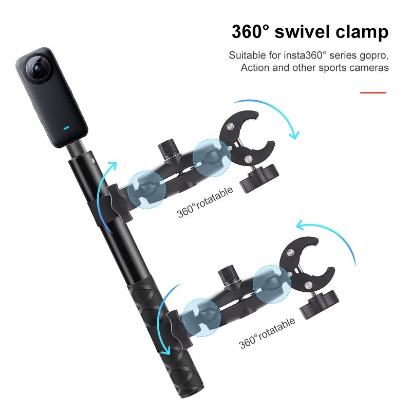 Selfie Stick with Handlebar Mount and Fixed Clamps