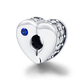 925 Sterling Silver Heart Buckle Beads For Diy Bracelets & Necklaces - Front View