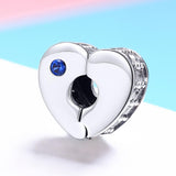 925 Sterling Silver Heart Buckle Beads For Diy Bracelets & Necklaces - Side View