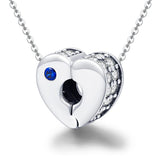 925 Sterling Silver Heart Buckle Beads For Diy Bracelets & Necklaces - Rear View