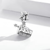 925 Sterling Silver Glass Pendant For Diy Bracelets & Necklaces - Side View