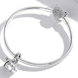 925 Sterling Silver Glass Pendant For Diy Bracelets & Necklaces - Close-Up Angle