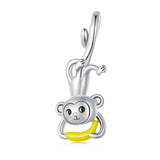 925 Sterling Silver Monkey Pendant For Diy Bracelets - Front View