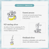 925 Sterling Silver Monkey Pendant For Diy Bracelets - Top-Down View