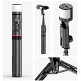 Rotatable Bluetooth Selfie Stick with Fill Light and Remote Control - Side View