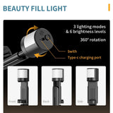 Rotatable Bluetooth Selfie Stick with Fill Light and Remote Control - Rear View