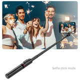 Rotatable Bluetooth Selfie Stick with Fill Light and Remote Control - Close-Up Angle