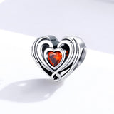 925 Sterling Silver Diy Heart Beads For Bracelets & Necklaces - Side View