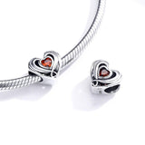 925 Sterling Silver Diy Heart Beads For Bracelets & Necklaces - Close-Up Angle