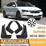 For Skoda Superb 2016-2021 4Pcs / Set Car Auto Soft Plastic Splash Flaps Fender Guard - Side View