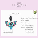 925 Sterling Silver Artistic Butterfly Pendant For Diy Bracelets & Necklaces - Side View