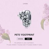 925 Sterling Silver Animal Footprint Beads For Diy Bracelets - Top-Down View