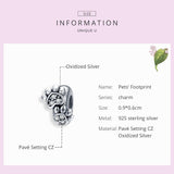 925 Sterling Silver Animal Footprint Beads For Diy Bracelets - Rear View