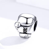 925 Sterling Silver Beaded Diy Boxing Bracelet - Top-Down View