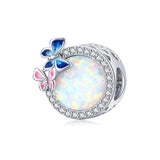 925 Sterling Silver Spring Butterfly Beads For Diy Bracelets & Necklaces - Front View