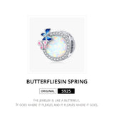 925 Sterling Silver Spring Butterfly Beads For Diy Bracelets & Necklaces - Top-Down View