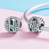 925 Sterling Silver Vigor Cactus Bead Pendant - 45-Degree Angle