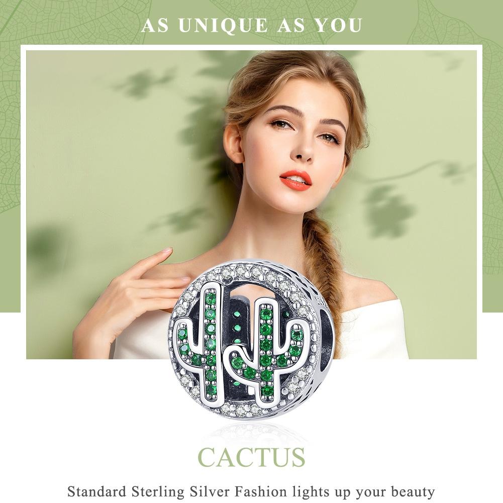 925 Sterling Silver Vigor Cactus Bead Pendant