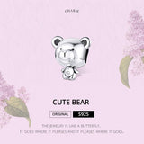 925 Sterling Silver Bear Bead Bracelet Accessories - Top-Down View
