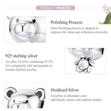 925 Sterling Silver Bear Bead Bracelet Accessories - 45-Degree Angle