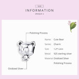 925 Sterling Silver Bear Bead Bracelet Accessories - Rear View