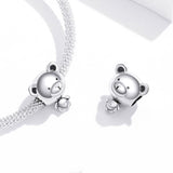 925 Sterling Silver Bear Bead Bracelet Accessories - Close-Up Angle