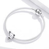 925 Sterling Silver Bear Bead Bracelet Accessories - Low Angle