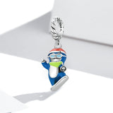 925 Sterling Silver Ski Penguin Pendant For Diy Bracelets & Necklaces - Side View