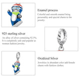 925 Sterling Silver Ski Penguin Pendant For Diy Bracelets & Necklaces - 45-Degree Angle