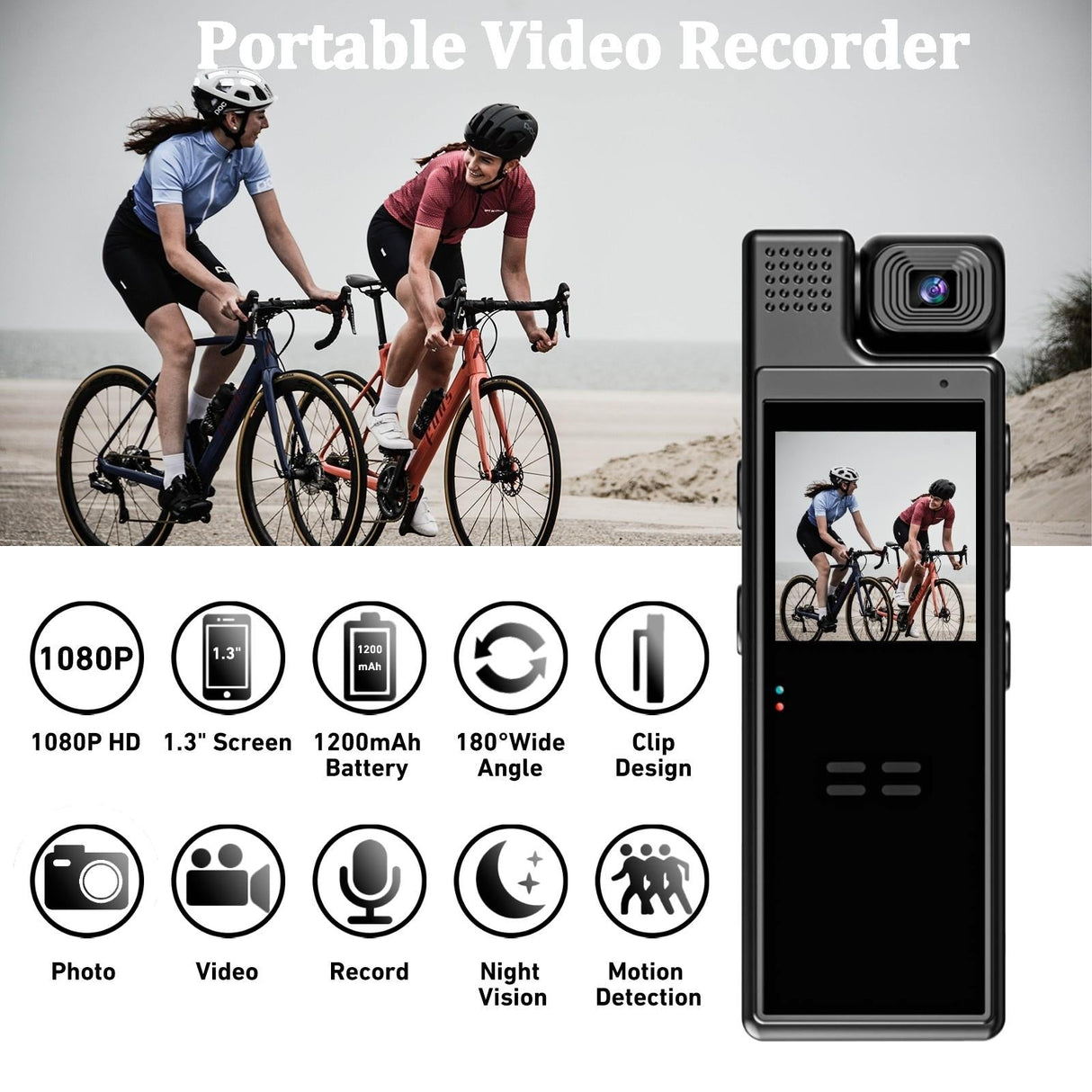 Professional 1080P Hd Action Camcorder - Black