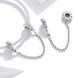 925 Sterling Silver Heart Safety Chain For Diy Bracelets & Necklaces - Top-Down View
